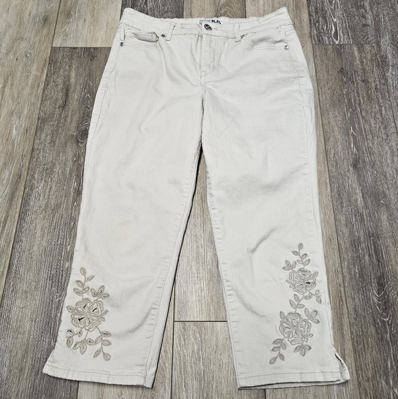 Code Bleu Denim - Code Bleu Chelsea Cropped Jeans White Cream Stretch Denim Women's 8 Casual